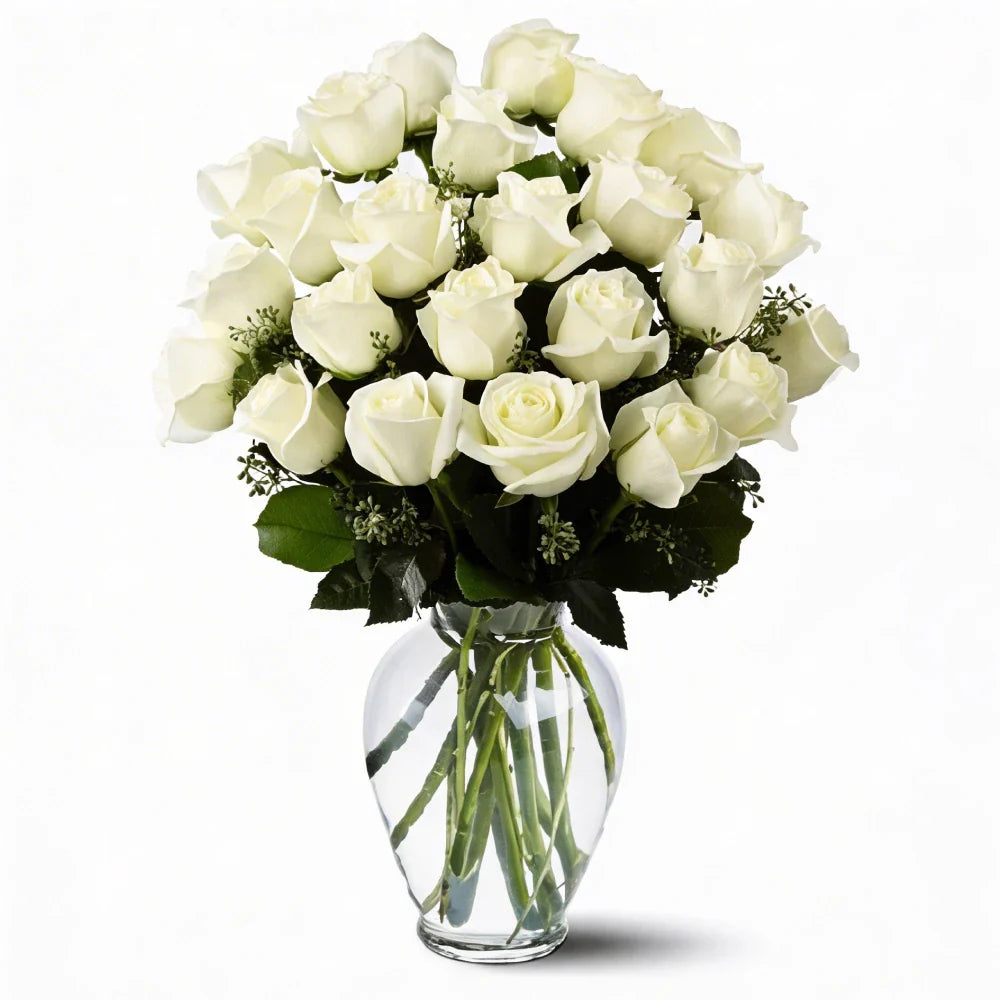Two Dozen Long Stem White Roses