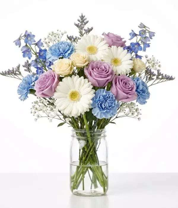 Beach Day Blooms Bouquet in Mason Jar