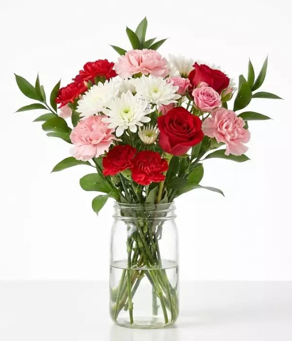Budding Romance Bouquet in Mason Jar