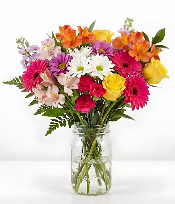 Garden Party Bouquet in Mason Jar