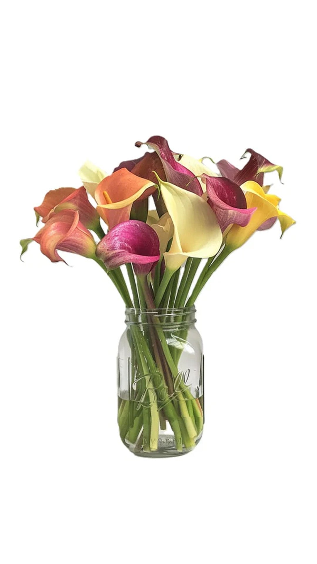 Assorted Calla Lilies In Mason Jar