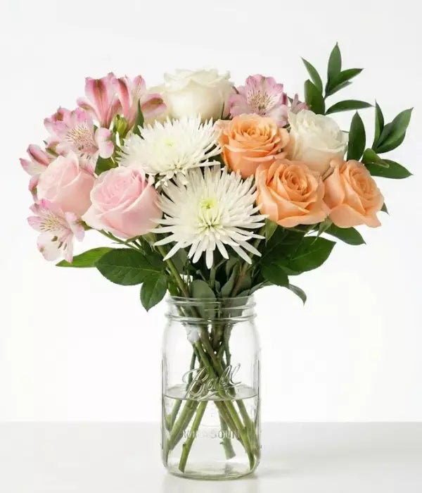 Pastel Buttercup Bouquet in Mason Jar